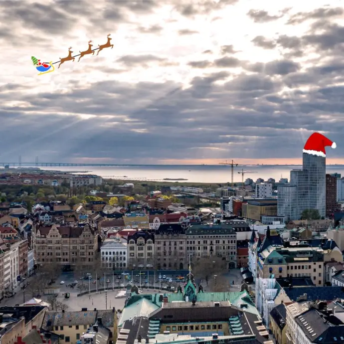 Drönarbild över Malmö